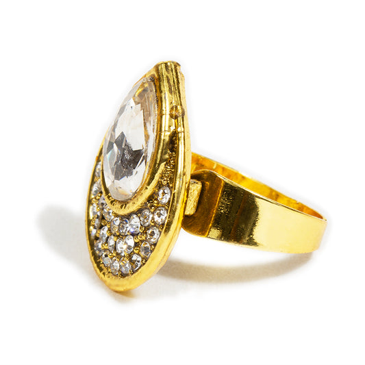 bindhani fashion gold plated white stone finger ring for women and girls