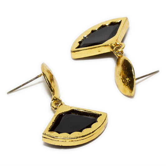 bindhani gold plated black gold toned black stone earrings for women and girls