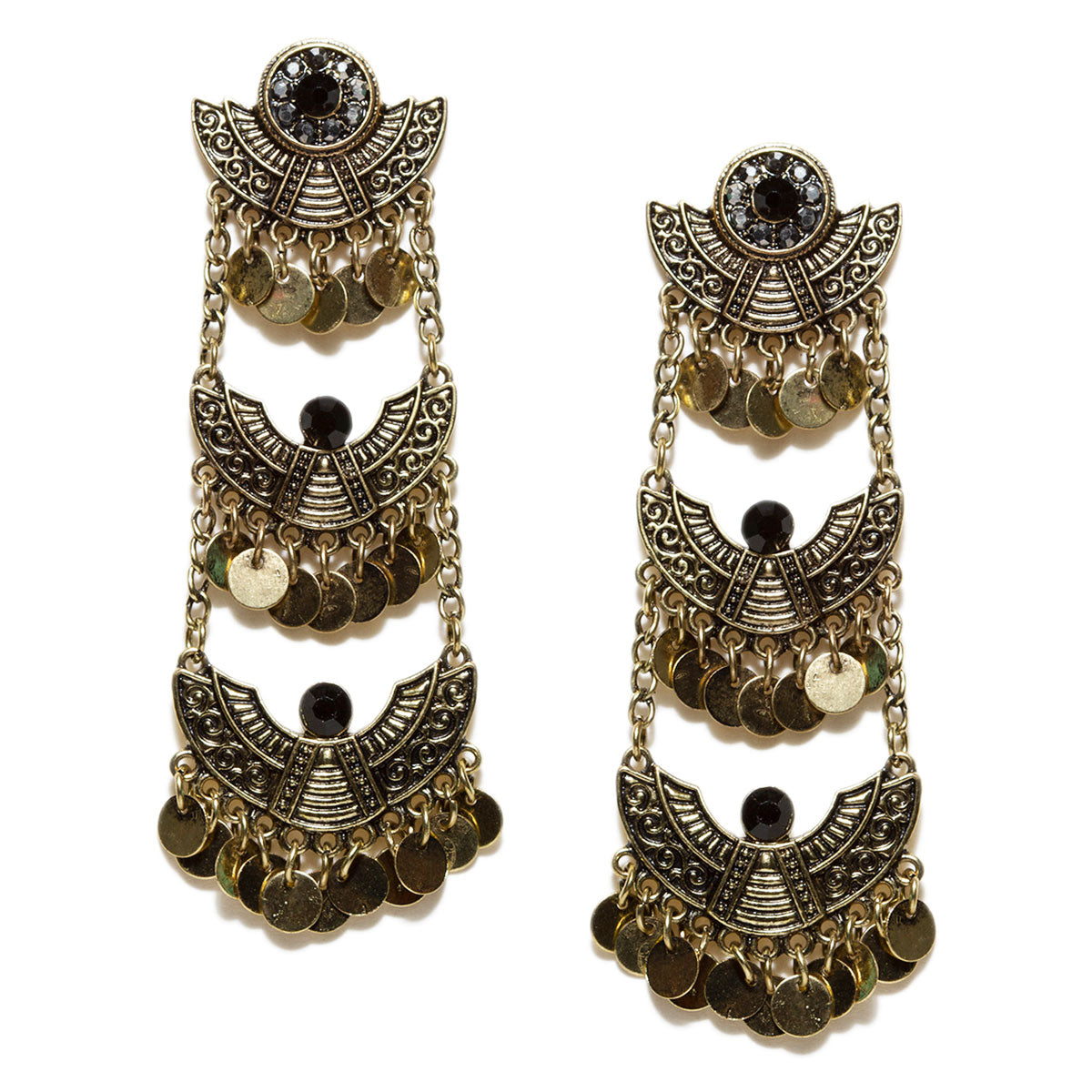 bindhani gold plated black stone long dangle earrings for women girls