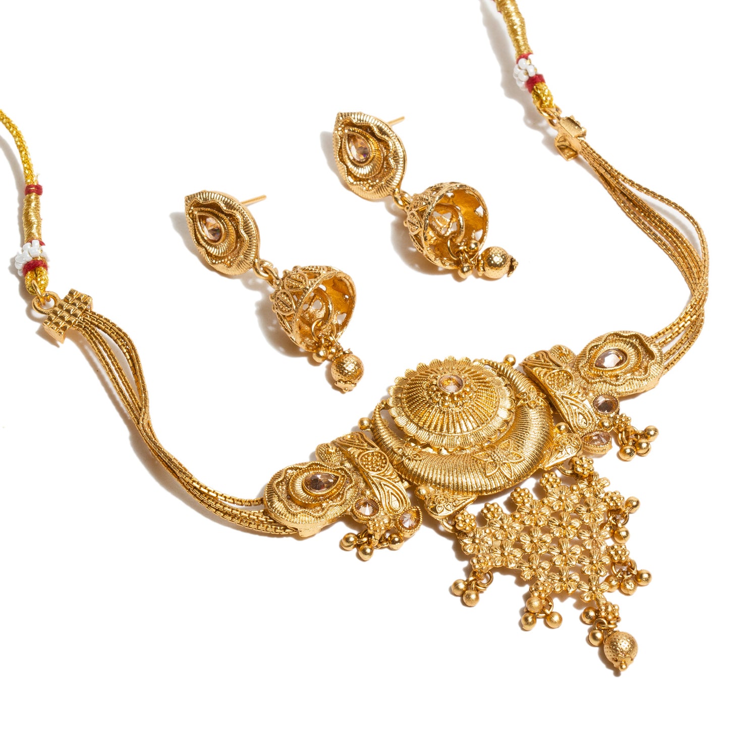 bindhani-gold-plated-golden-south-india-choker-necklace-set-jhumka-earrings-for-women-and-girls