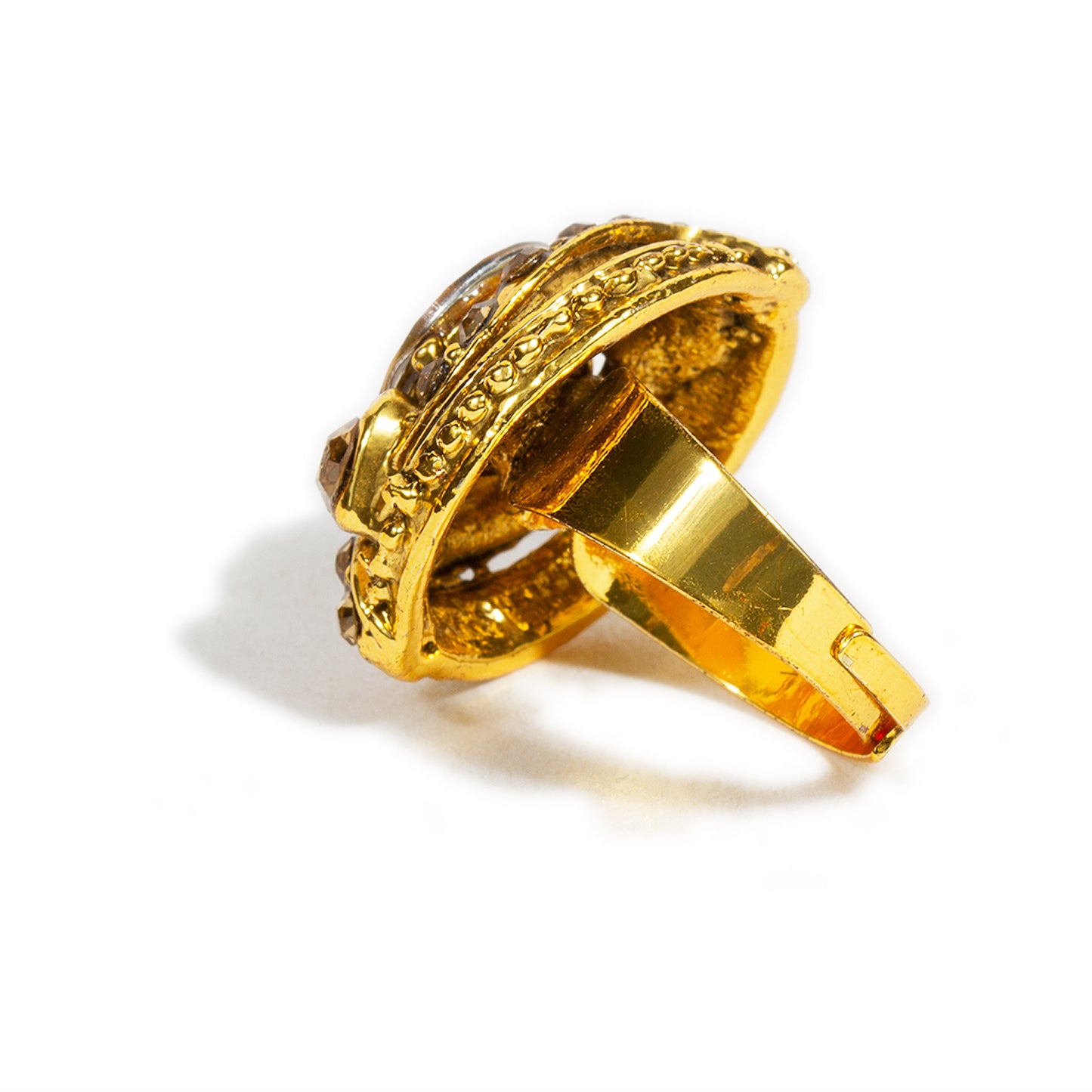 bindhani gold plated golden stone adjustable finger ring for women and girls