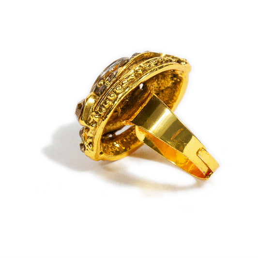 bindhani gold plated golden stone adjustable finger ring for women and girls