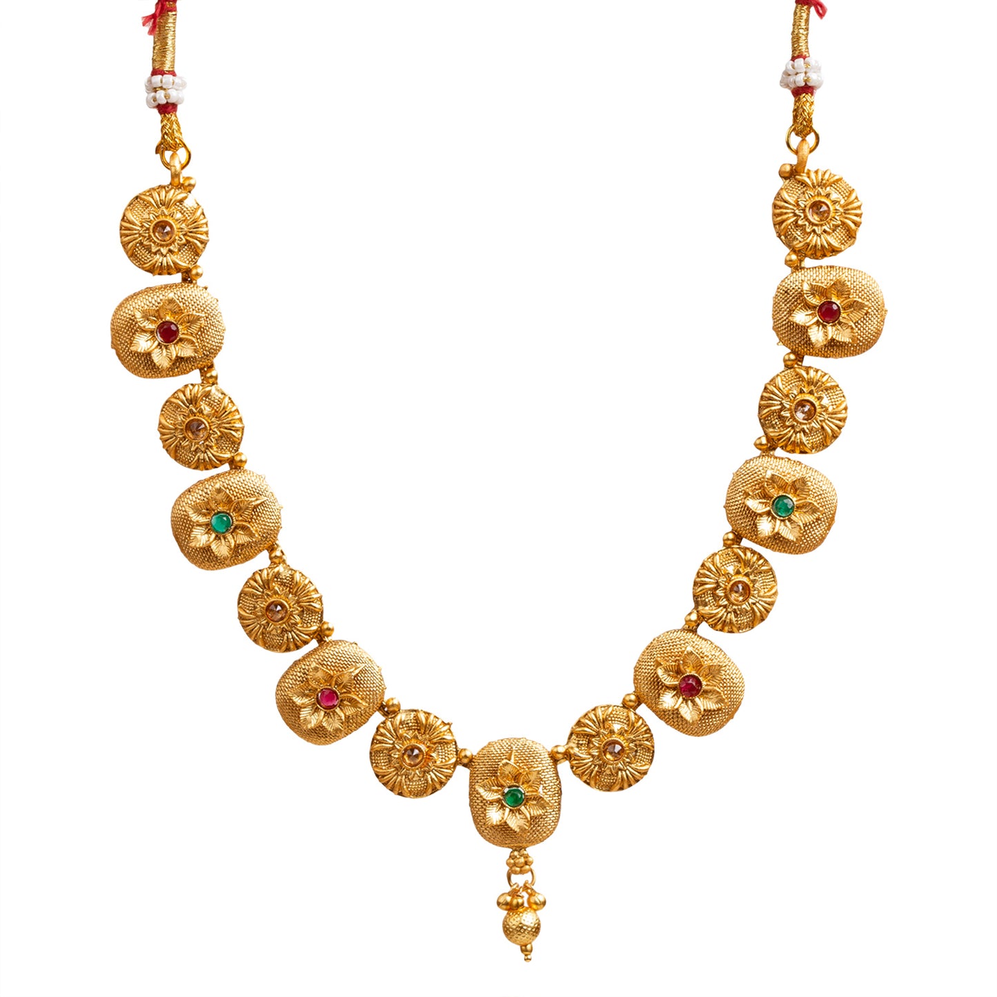 bindhani gold plated indian style red green necklace for women girls