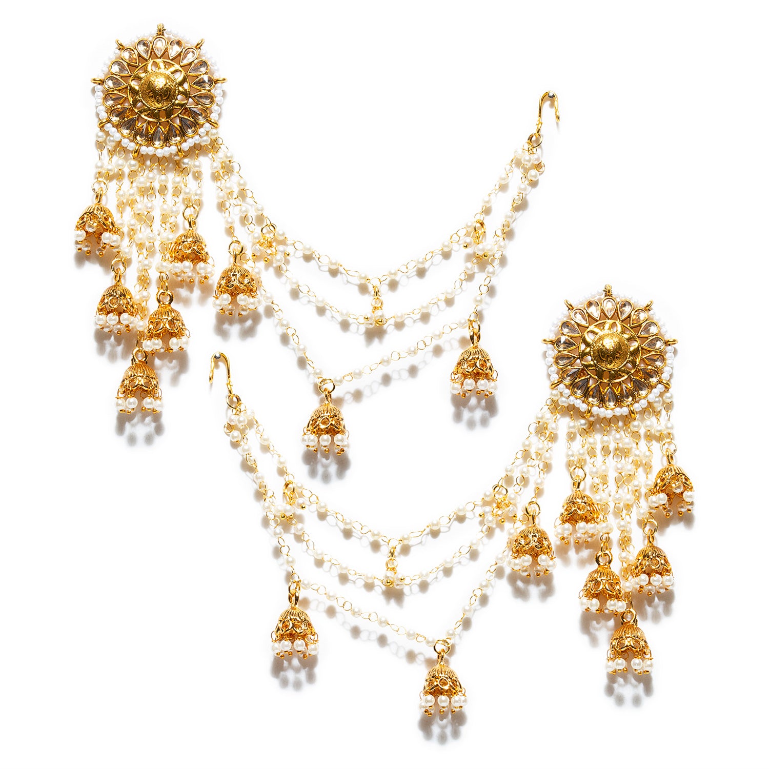 Buy Bindhani Women's Bahubali Jhumka Earrings With Hair Chain