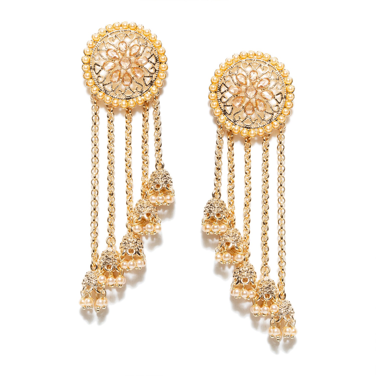 Buy Women's Bahubali Jhumki Earrings With Latkan Chain By Bindhani