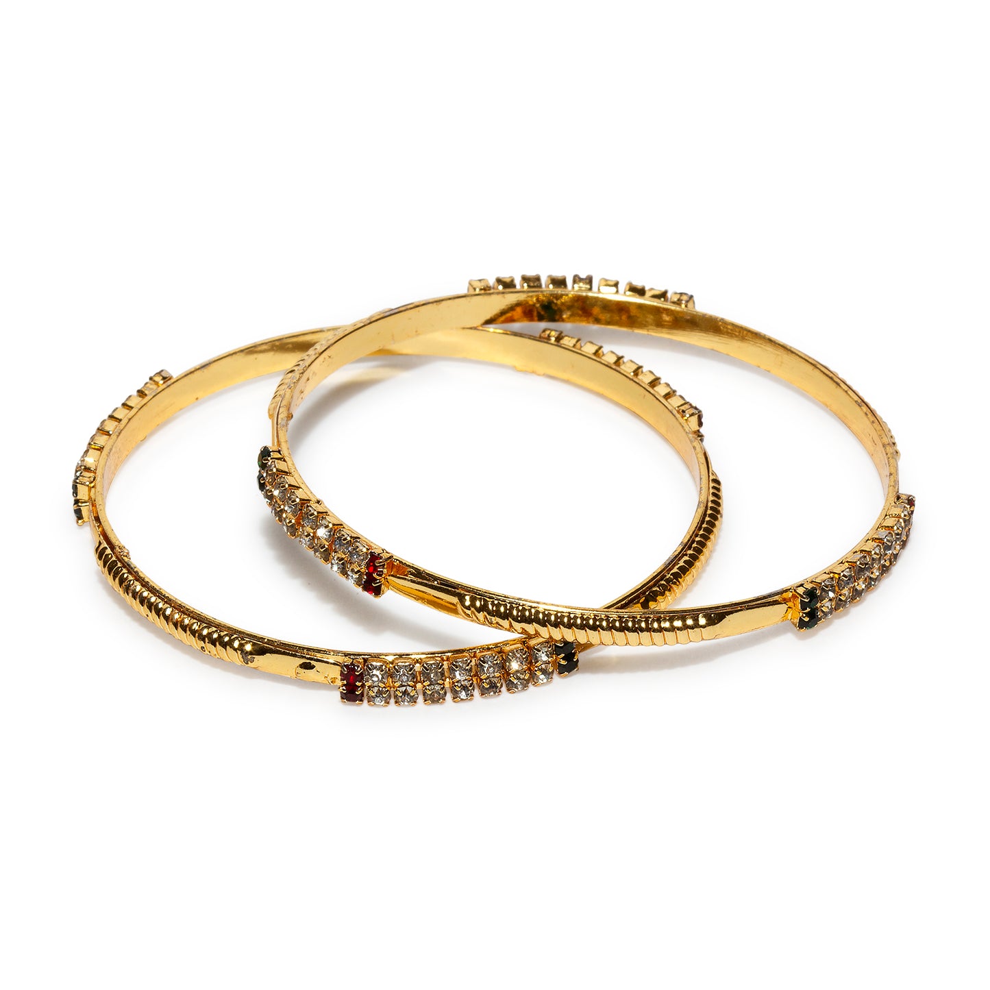 bindhani gold plated maroon green white stone bangle set for women girls