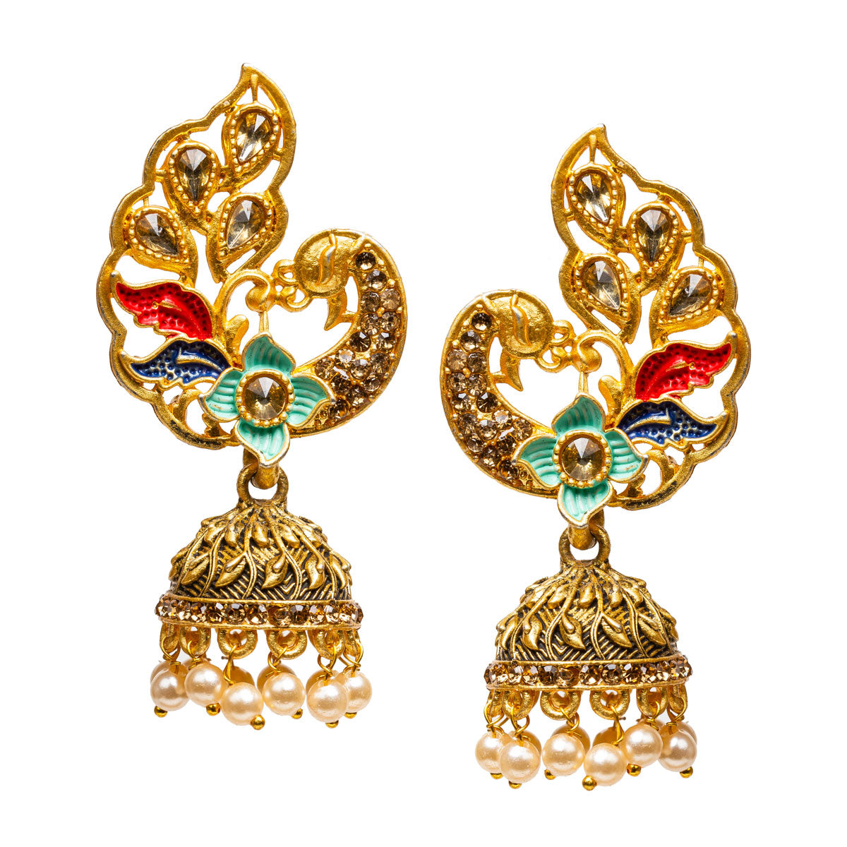 Gold-Toned Peacock Jhumka