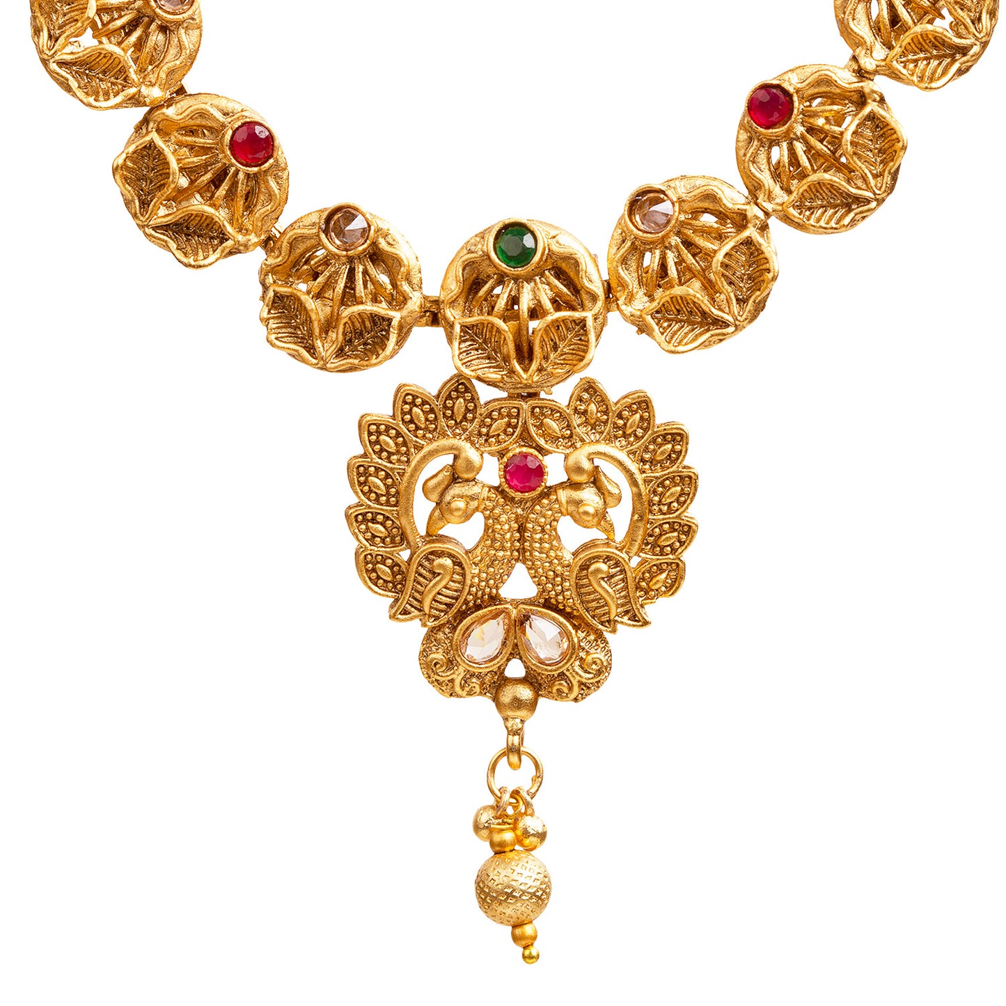 bindhani gold plated red green necklace details for women girls
