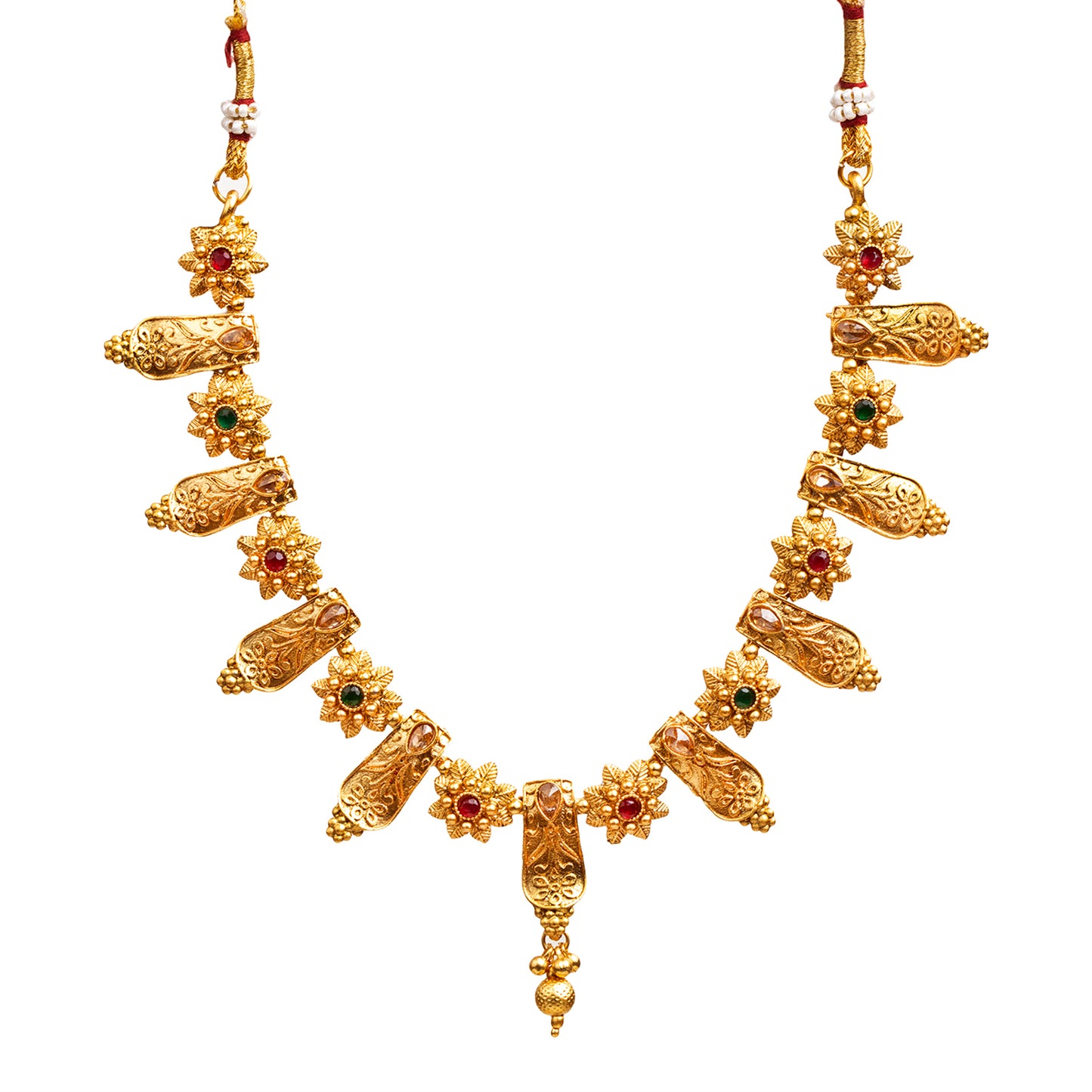 bindhani gold plated red green south india necklace necklace for women girls