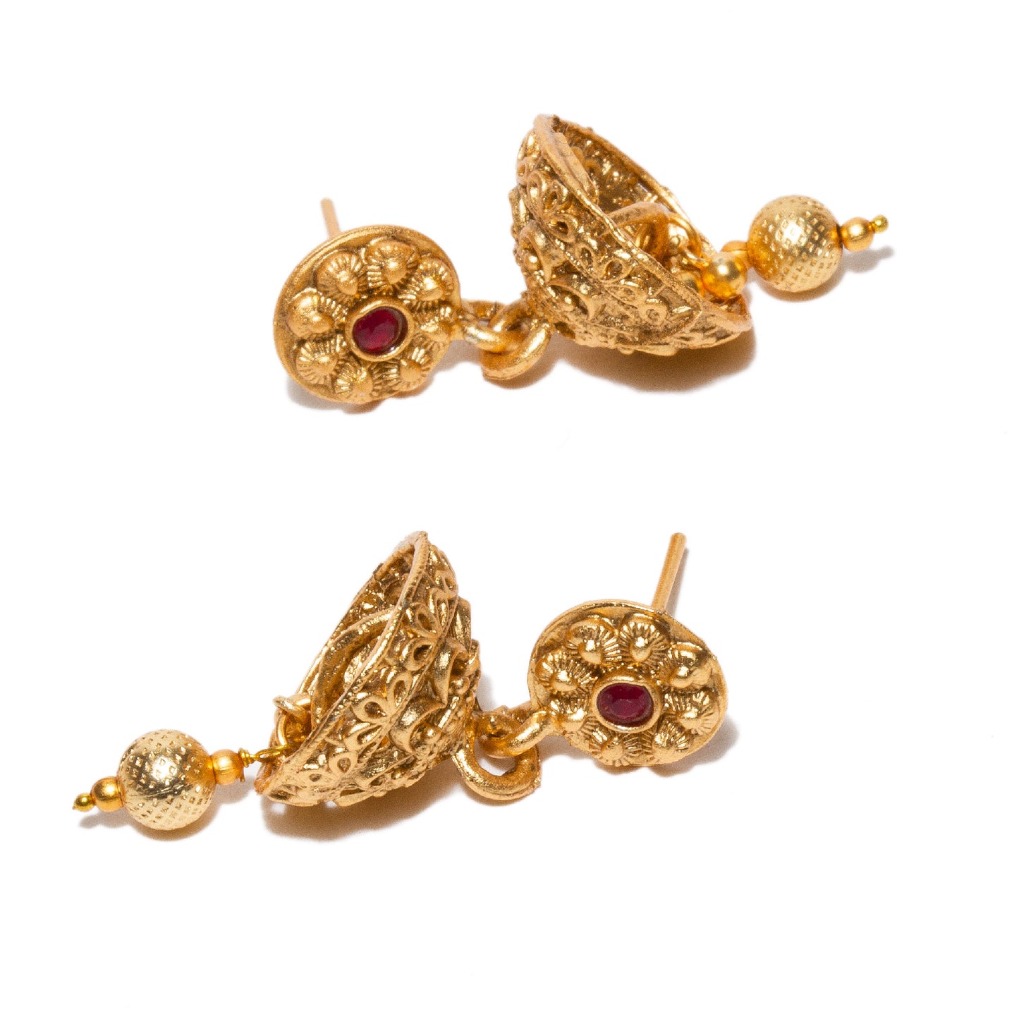 bindhani-gold-plated-red-green-south-indian-style-jhumka-earrings-set-for-women-girls