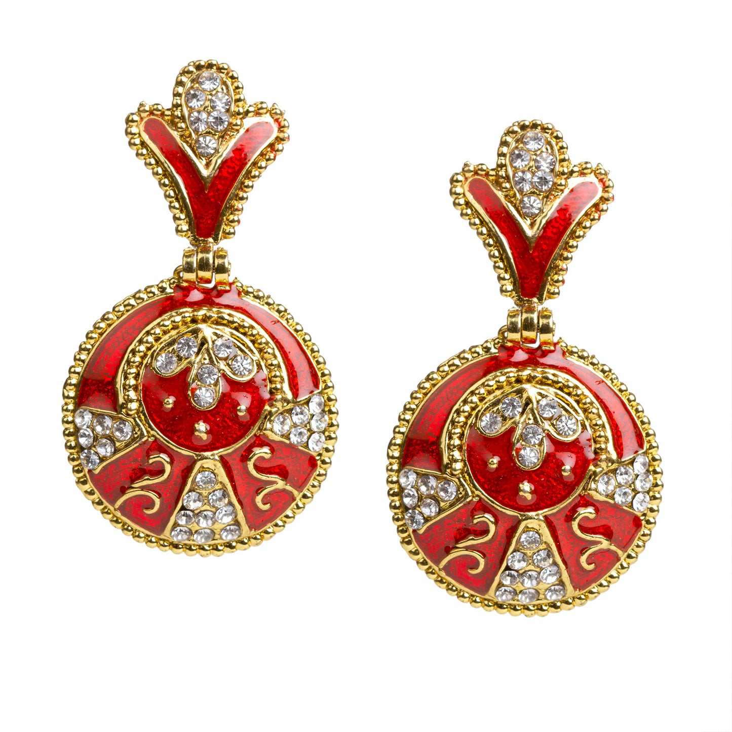 bindhani gold plated red meenakari earrings for women