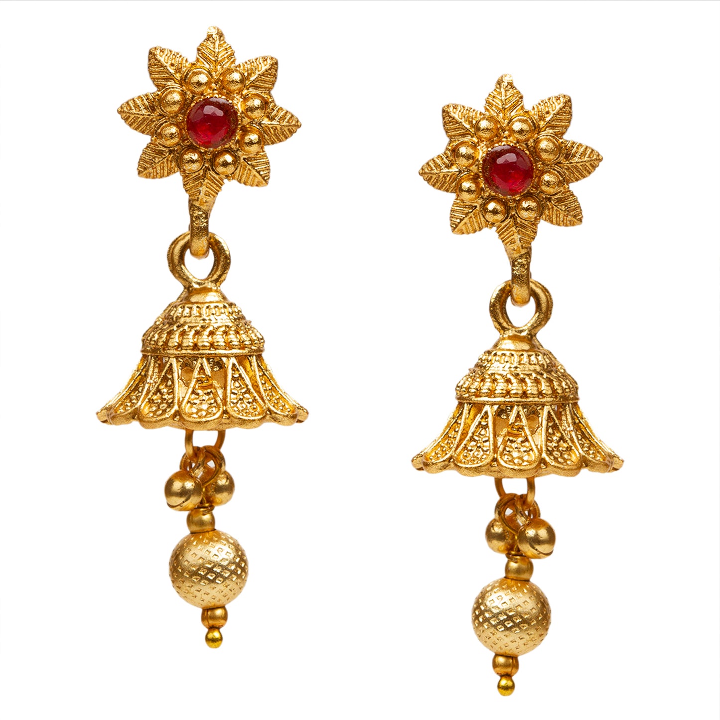 bindhani gold plated red south india jhumka earrings for women girls