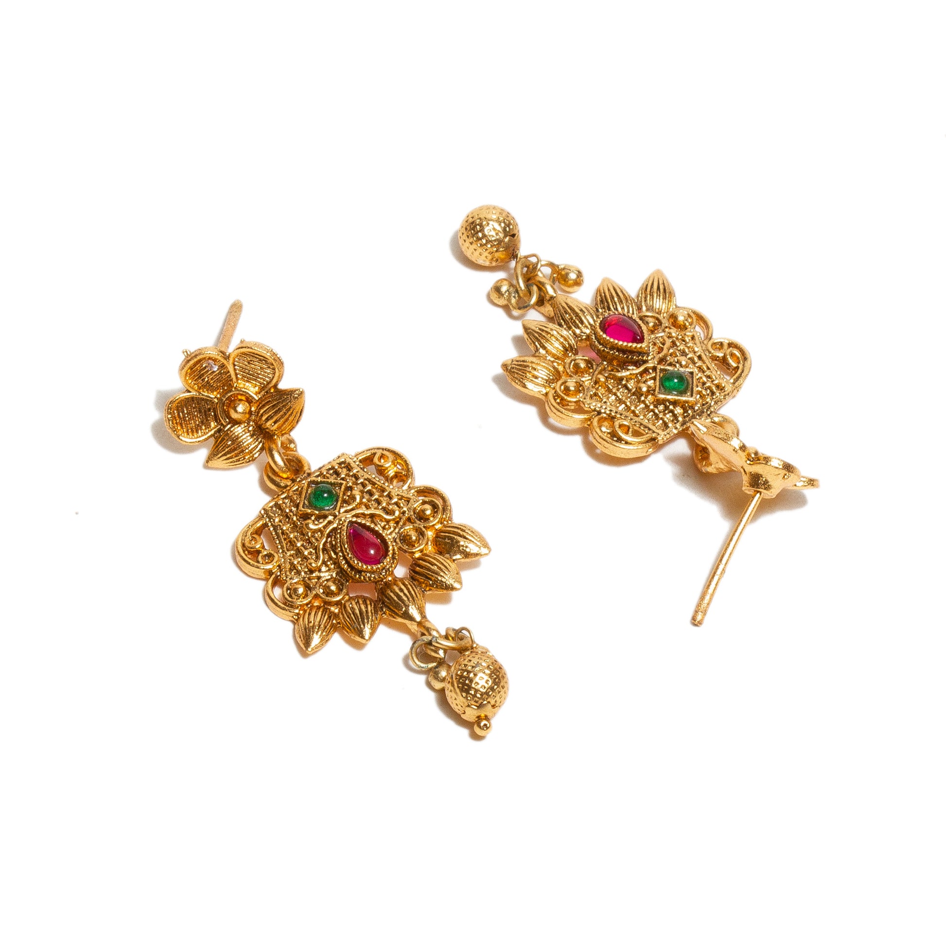 bindhani-gold-plated-ruby-pink-green-south-indian-earring-for-women-girls