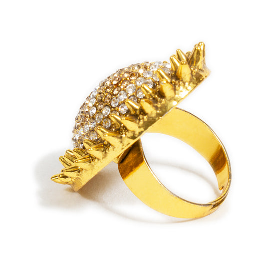 bindhani gold plated stylish beautiful thorn shaped golden white stone adjustable finger ring for women and girls