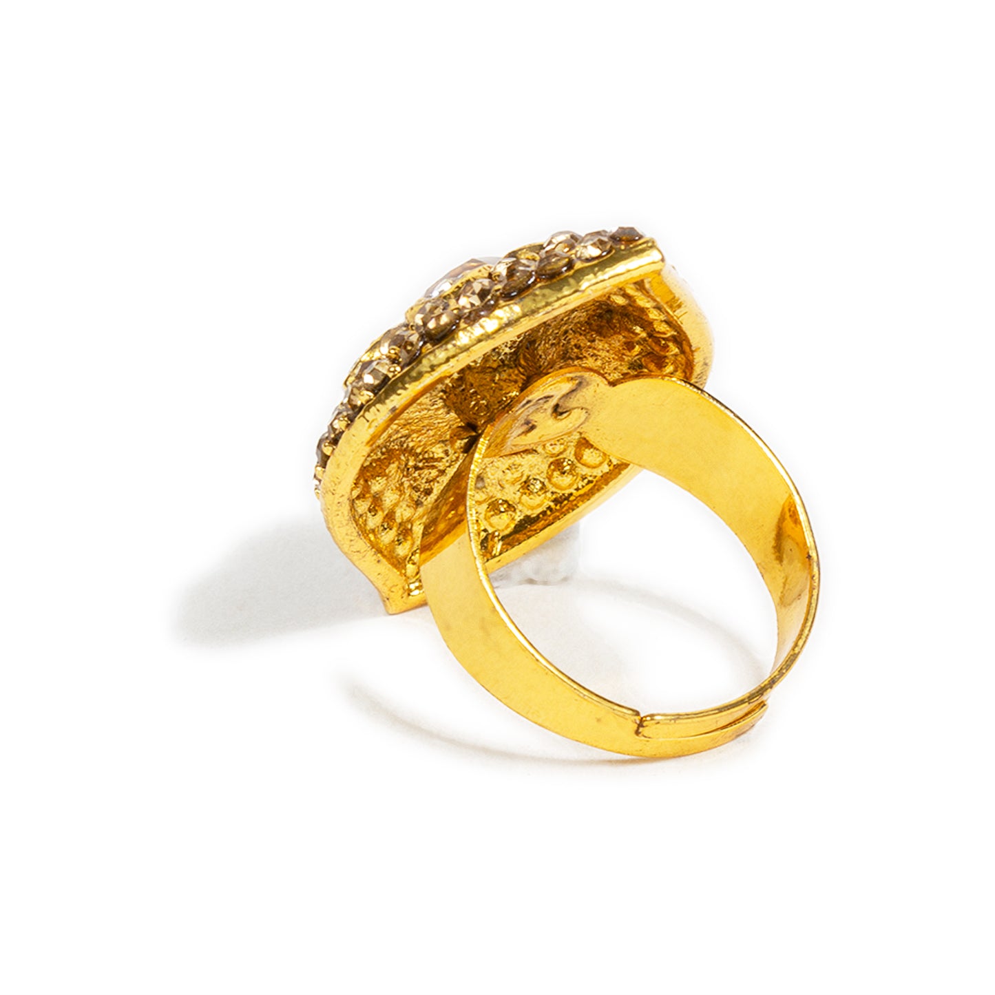 bindhani gold plated traditional ring golden white stone adjustable finger ring for women and girls