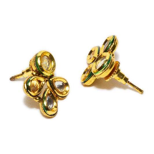 bindhani gold plated white kundan stone earrings for women and girls