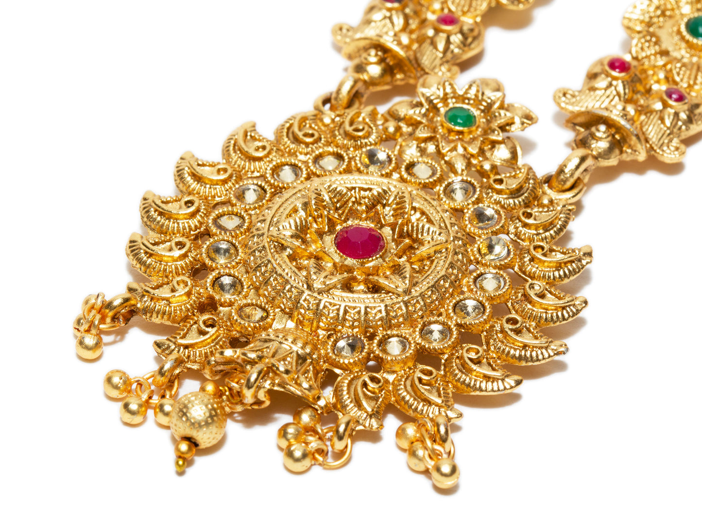 Long Temple South Indian Necklace & Jhumki Earrings Set