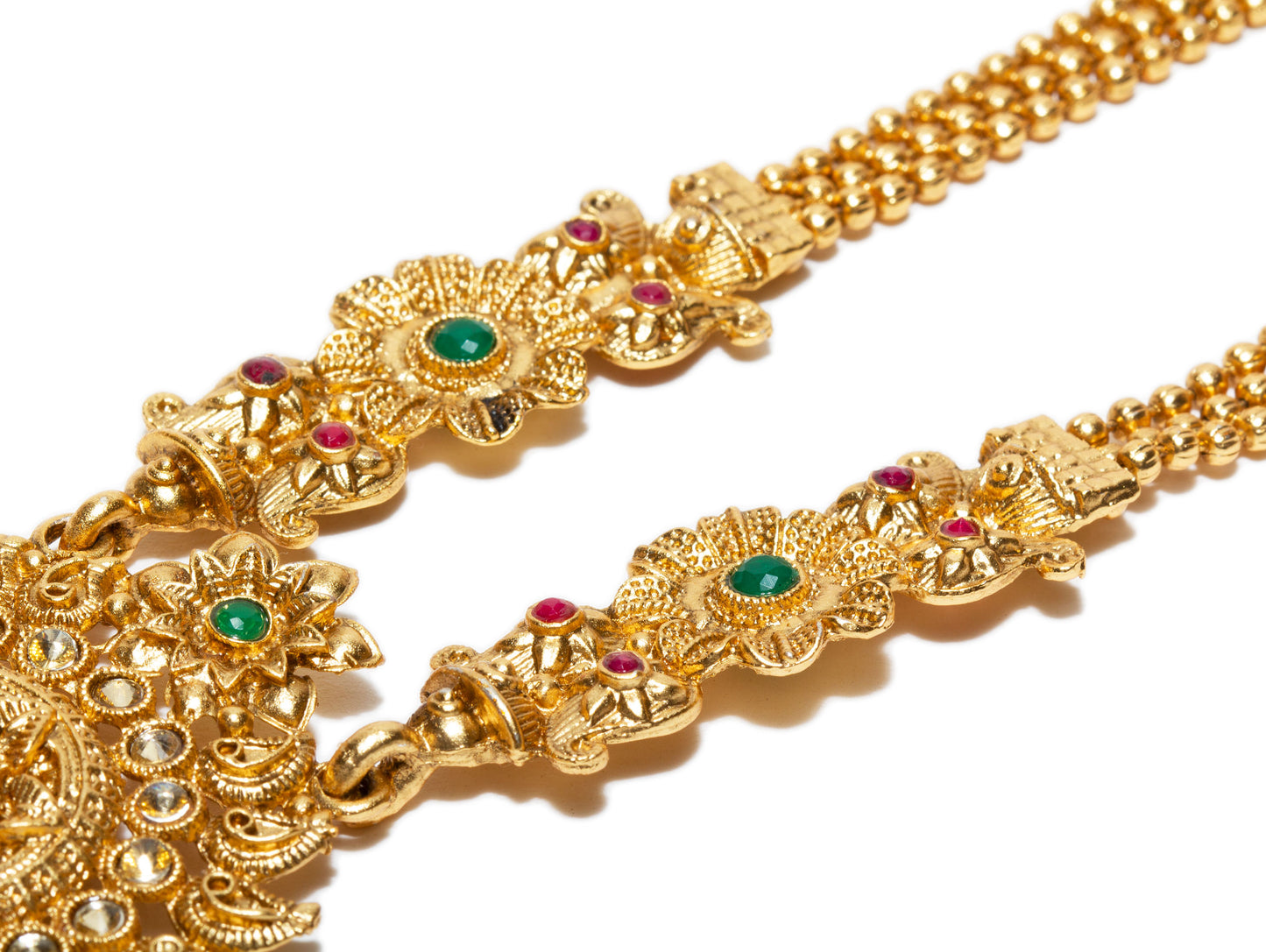 Long Temple South Indian Necklace & Jhumki Earrings Set