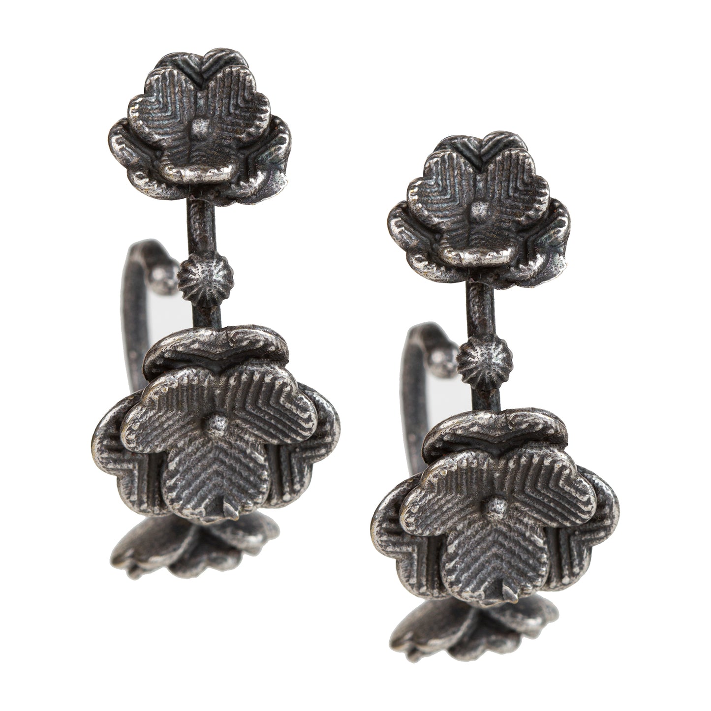 bindhani silver toned flower shaped earrings for women girls