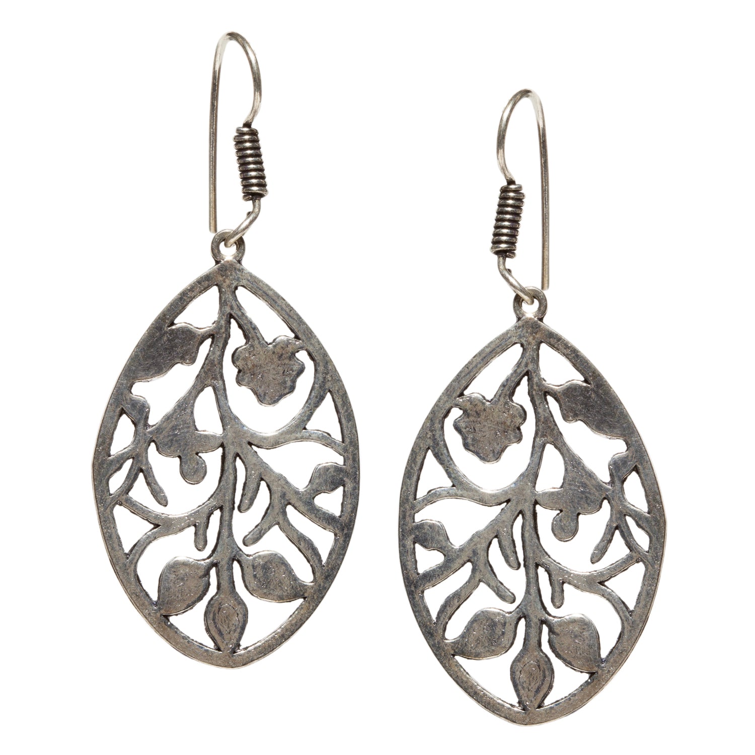 Buy Bindhani Women's leafy Hanging Silver-Plated Oxidised Earrings