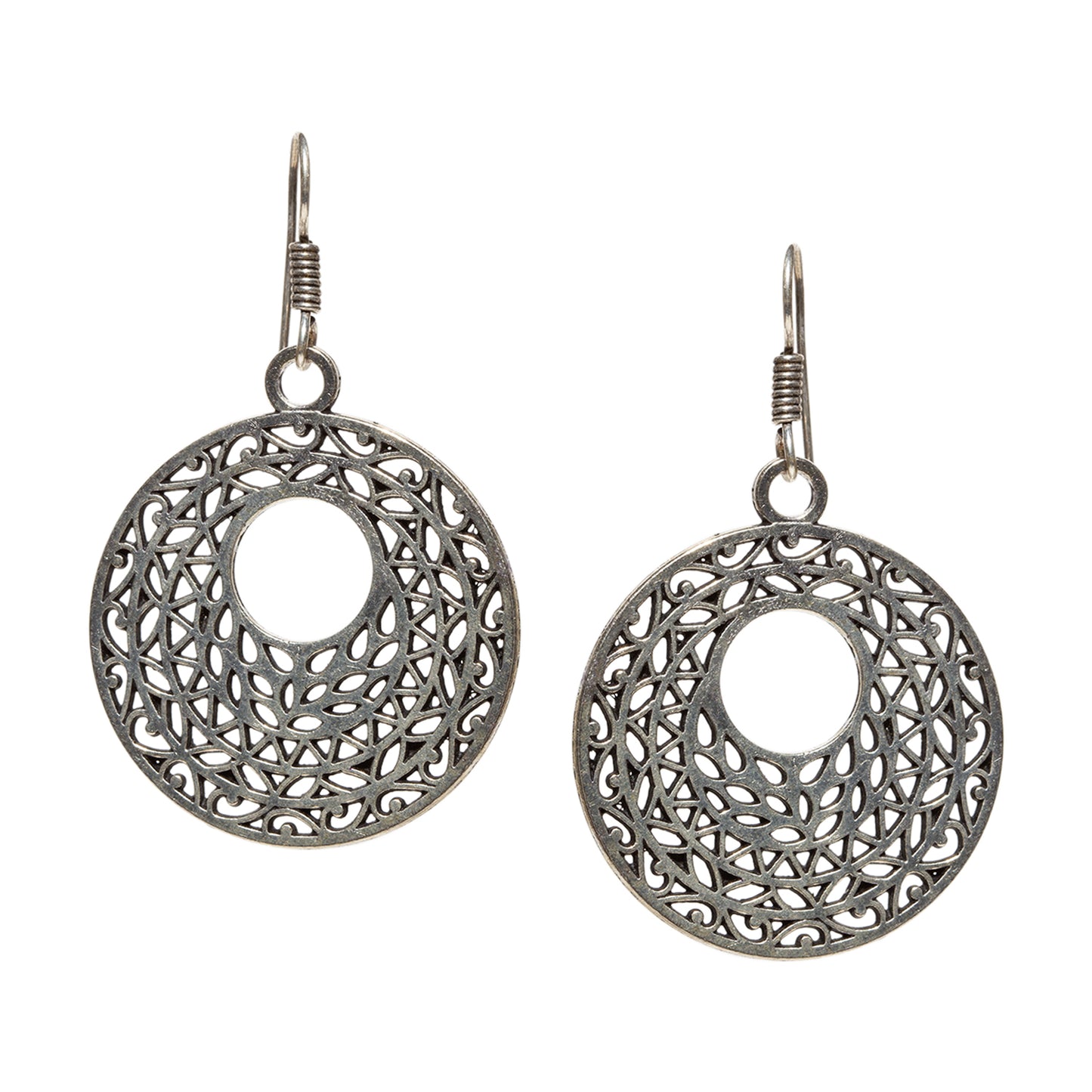 bindhani silver plated round oxidised earrings for women and teenage girls