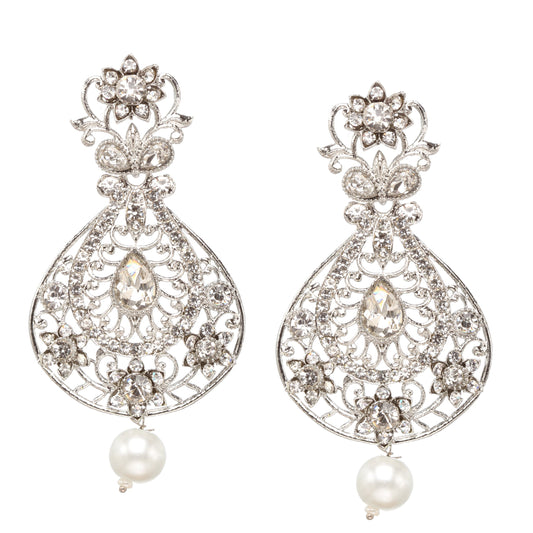 bindhani-silver-toned-flower-work-drop-earrings-for-women