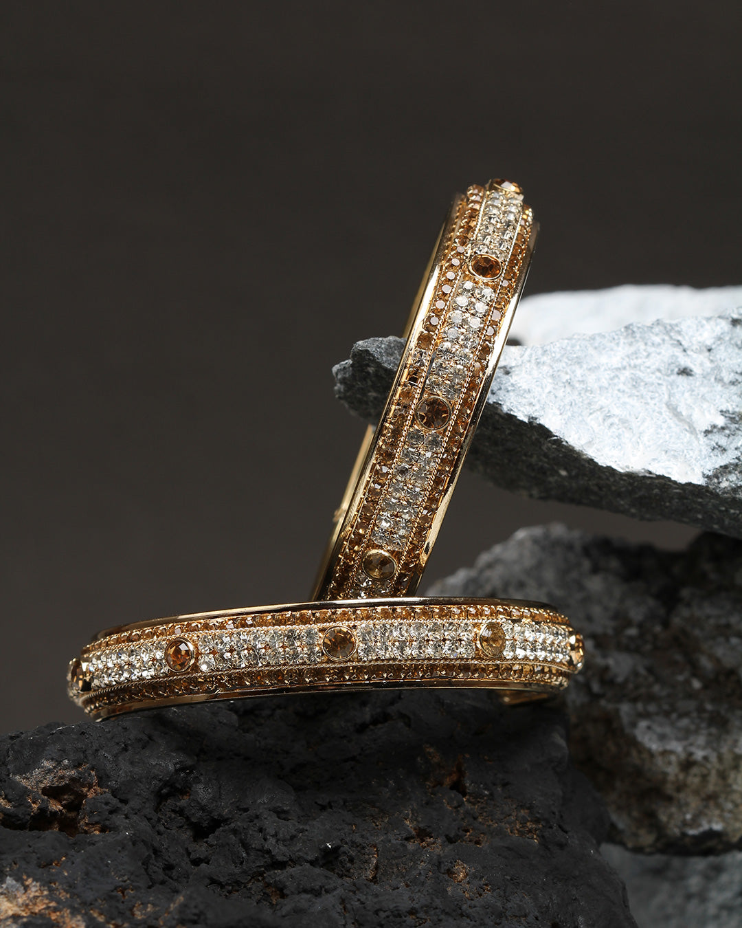 bindhani gold plated golden stone bangle set for women and girls