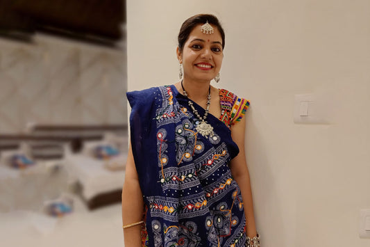 Bindhani customer niddhi sharma in bindhani oxidised necklace and earrings tikka in garba  party celebration