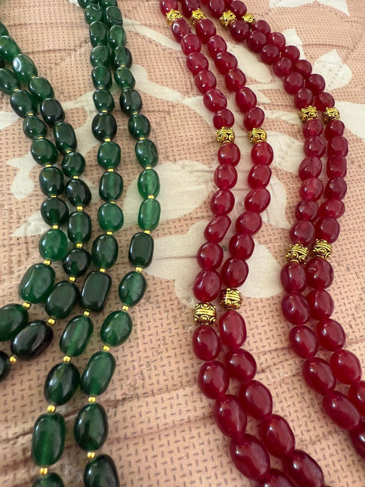 the pomegranate red and bottle green mala _Bindhani