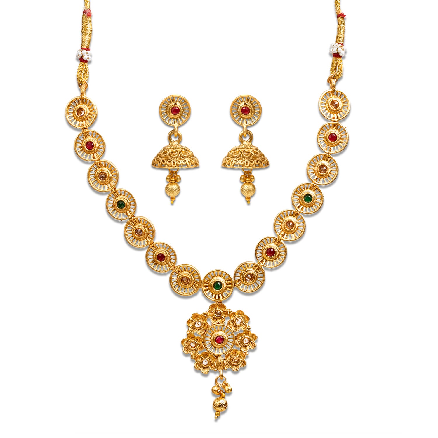 Bindhani gold-plated women necklace earrings jewellery set for women