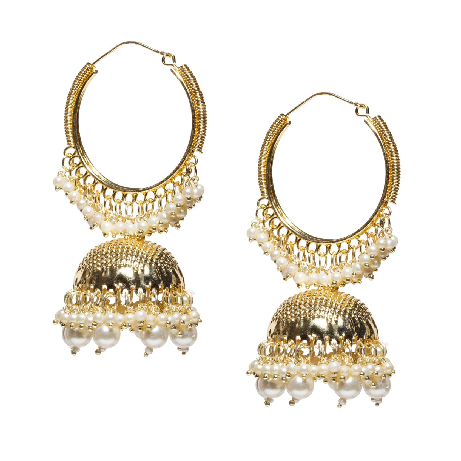 Bindhani artist handmade this gold-plated hoop jhumka earrings for women and teenage girls