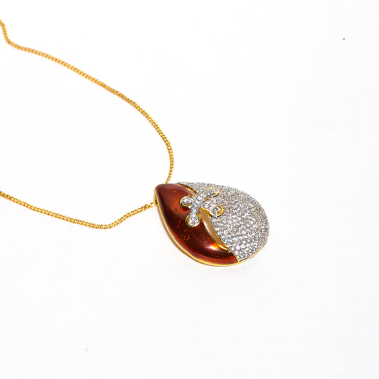 American-Diamond--Cubic-Zirconia-Enamel-Pendant-With-Chain