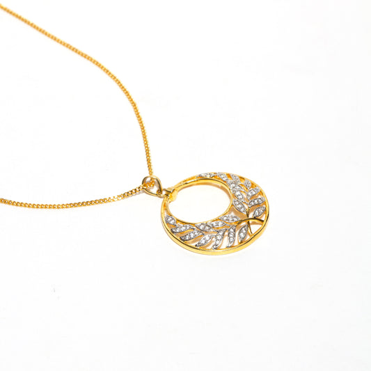 American-Diamond-Cubic-Zirconia-Flower-Shaped-Pendant-with-Chain
