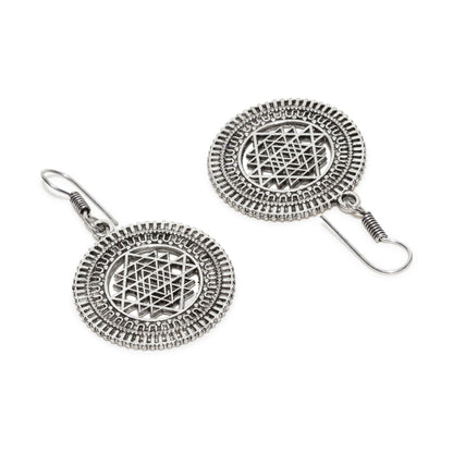 Shree Yantra Oxidised Earrings