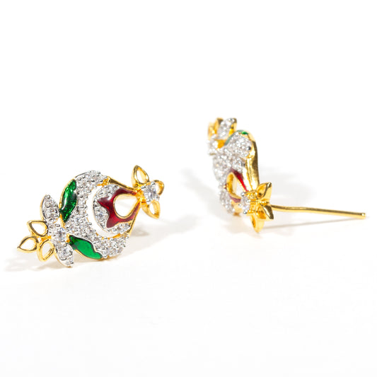 Bindhani-AD-Diamond-Flower-Studs-Earrings
