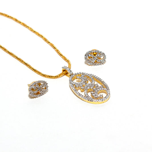 Bindhani-American-Diamond-Pendant-Chain-Studs