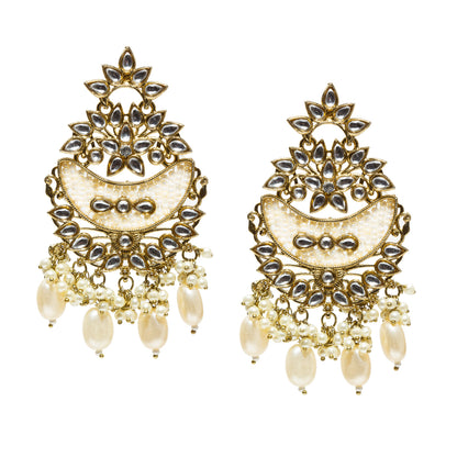 Bindhani-Antique-Mehandi-Gold-Plated-Kundan-Stones-Cream-White-Pearl-drops-Chandballi-Earrings-For-Women-and-Girls