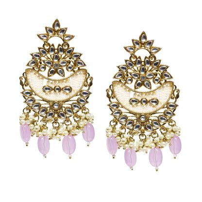 Bindhani-Antique-Mehandi-Gold-Plated-Kundan-Stones-Purple-Pearl-drops-Chandballi-Earrings-For-Women