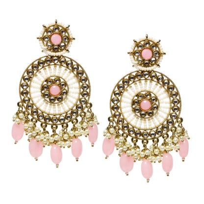 Bindhani-Antique-Mehandi-Gold-Plated-Kundan-Stones-White-Baby-Pink-Pearl-drops-Earrings-Earrings-For-Women-and-Girls