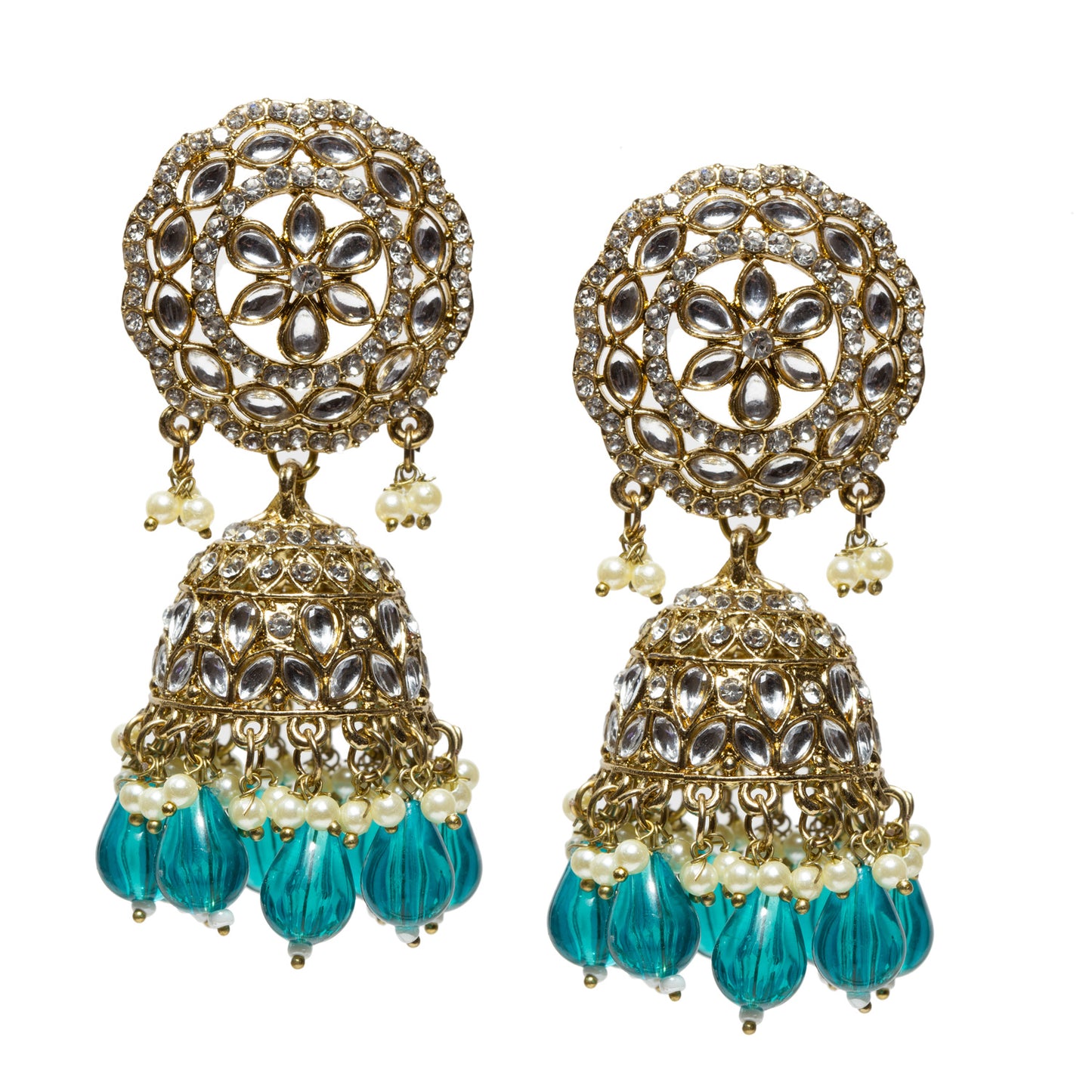 Bindhani-Antique-Mehandi-Gold-Plated-Kundan-Stones-White-Sea-Green-Pearl-Drops-Jhumka-Earrings-For-Women