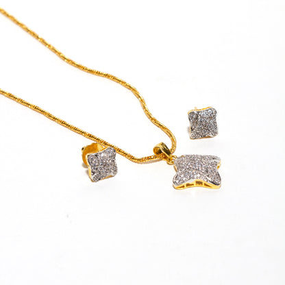 Bindhani-Beautiful-American-Diamond-Small-Pendant-Studs-Set

