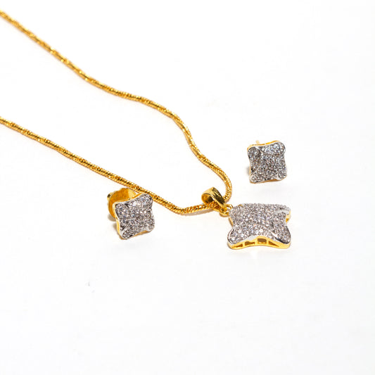Bindhani-Beautiful-American-Diamond-Small-Pendant-Studs-Set
