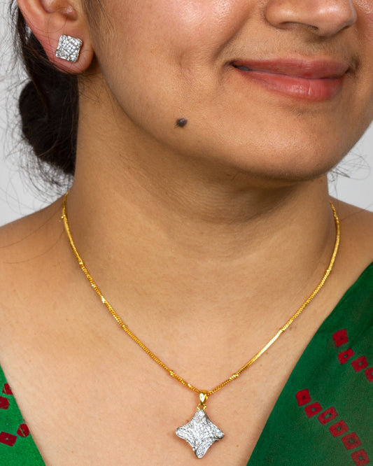 Bindhani-Beautiful-American-Diamond-Small-Pendant-Studs