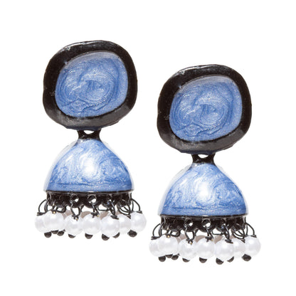 Bindhani-Black-Plated-Beads-White-Meenakari-Circle-Blue-Small-Jhumki-women-girls-Teenage