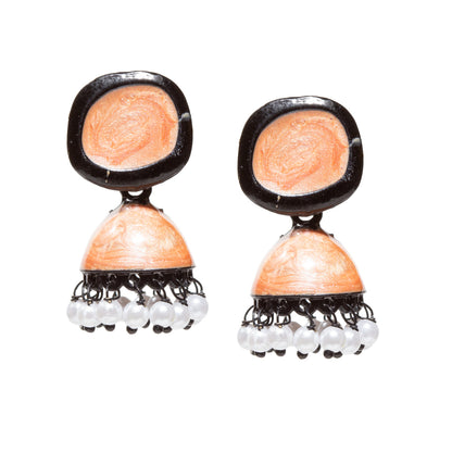 Bindhani-Black-Plated-Beads-White-Meenakari-Circle-Orange-Small-Jhumki-women-girls-Teenage