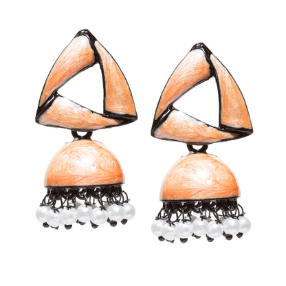 Bindhani-Black-Plated-Beads-White-Meenakari-Triangle-Orange-Small-Jhumki-women-girls-Teenage