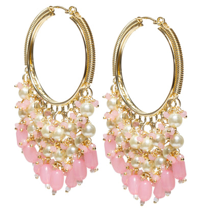 Bindhani-Gold-Plated-Baby-Pink-Beaded-Pearl-Drops-Hoop-Earrings-For-Women-and-Girls