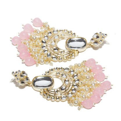 Bindhani-Gold-Plated-Baby-Pink-Color-Long-Kundan-Earrings-For-Women-and-Girl