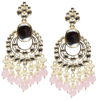 Bindhani-Gold-Plated-Baby-Pink-Color-Long-Kundan-Earrings-For-Women-and-Girls