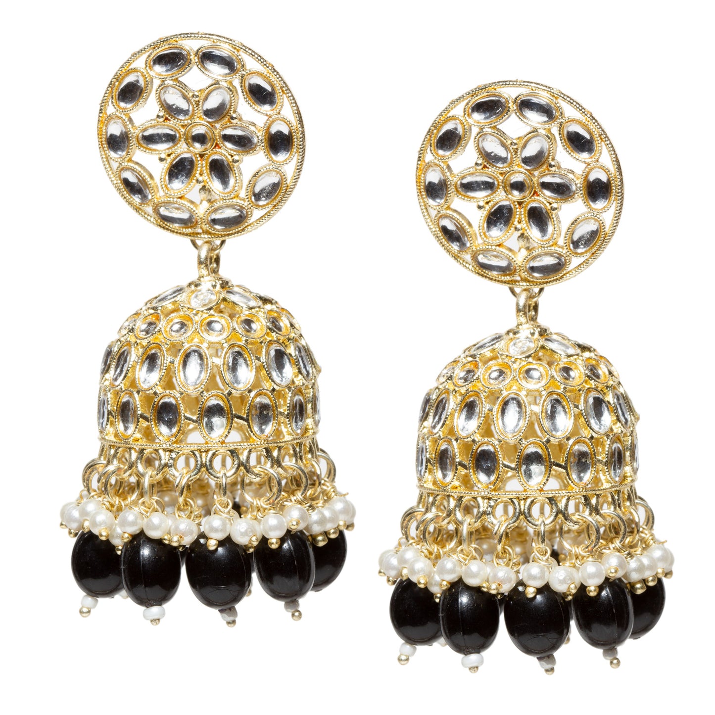 Bindhani-Gold-Plated-Black-Color-Drop-Kundan-Jhumka-Earrings-For-Women-and-Girls